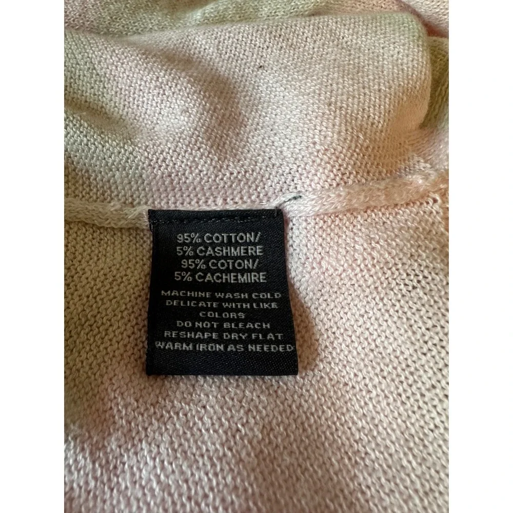 Caroline Grace Pink and Gray Striped Cotton Cashmere Open Front Cardigan | Small